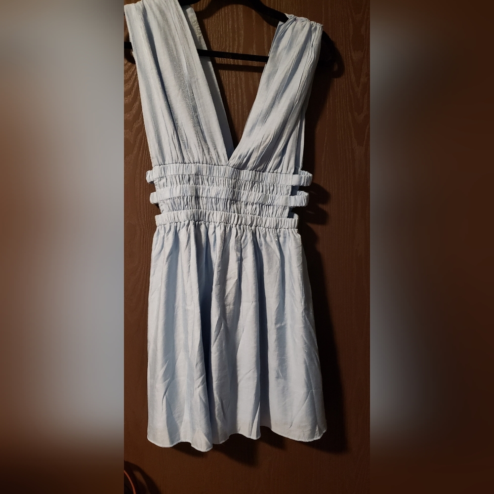 SHEIN Light Blue Backless Dress